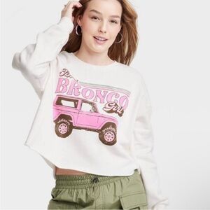 Bronco Girl Pink Graphic Crop Sweatshirt - Women’s Shirts & Tops